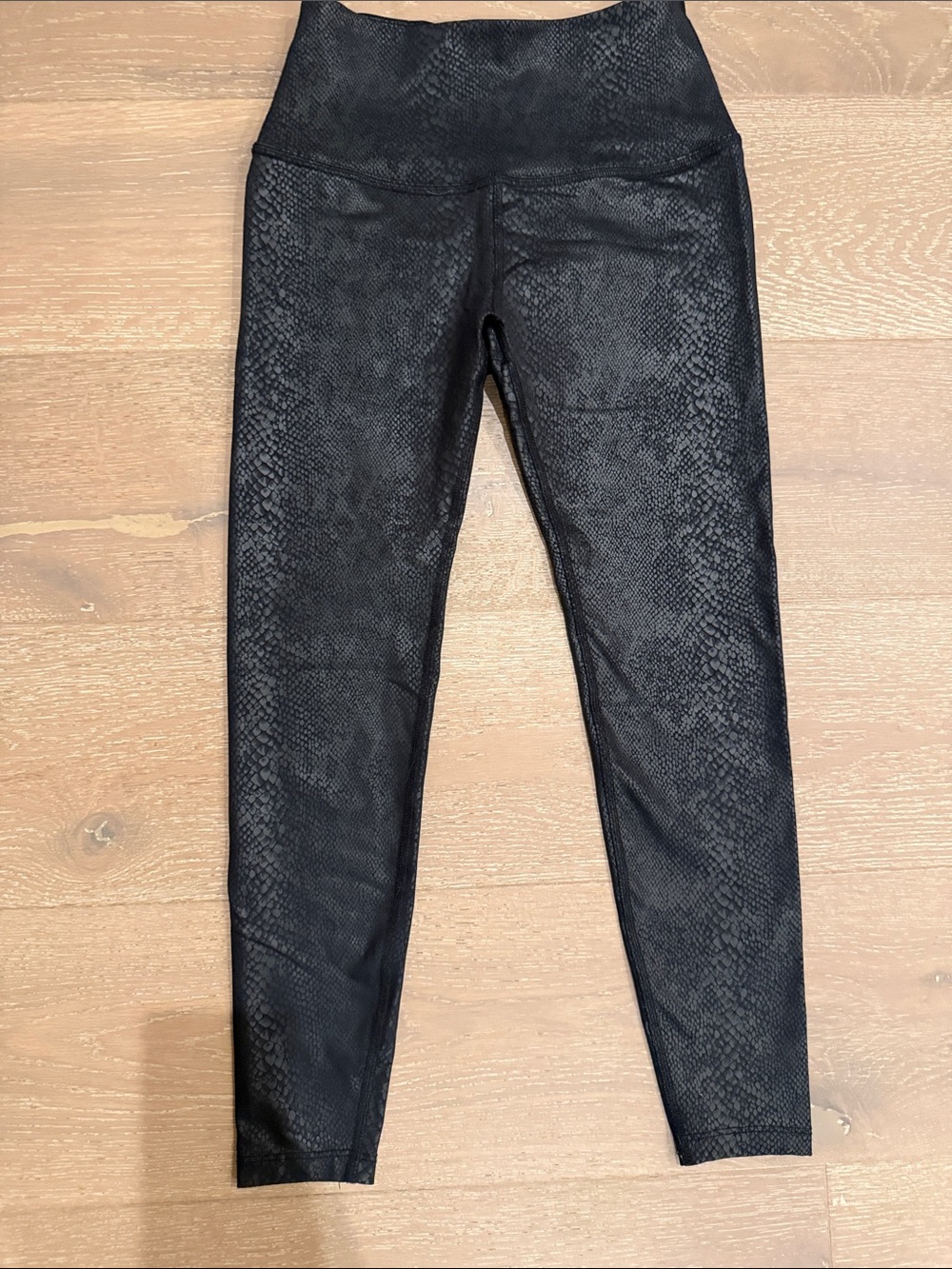 Beyond Yoga Black Snake-Texture High-Rise Leggings
